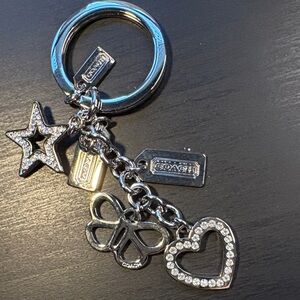 Coach Silver Keychain with Star and Heart Charms